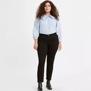 Levi's Womens Black Classic Straight Leg, Mid-Rise Jeans - Size 16S